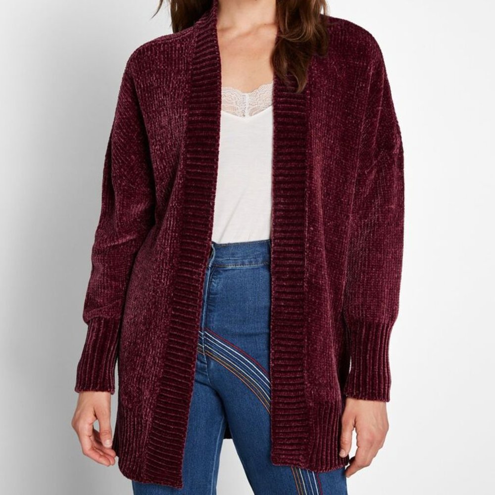 Modcloth chenille cardigan in burgundy